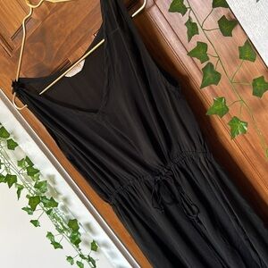 100% Raw SILK Swim Cover Resortwear Beach Dress in Black | Small/Medium